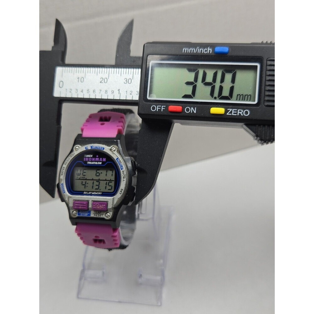 Vintage 1996 Timex Ironman Triathlon 50 Lap Purple Digital Watch New Battery - Picture 5 of 11